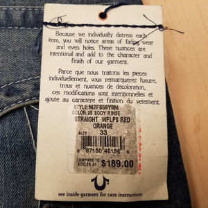 True Religion Jeans Straight with Flaps size 33